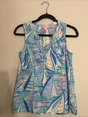 Lilly Pulitzer Multicolor Sailboat Print Sleeveless Tank Top